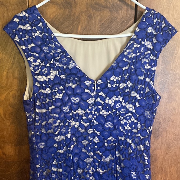 Worn once Eliza J blue lace cap sleeve fit and flare, 8 - Picture 4 of 11
